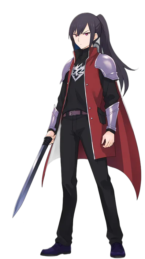 masterpiece, best quality, beautiful
<lora:kindred_spirits_v5:0.6> kd_vnstyle
<lora:add_detail:-0.8>
men
(solo),
(teen, teenager, 19 years old, 19.y.o)
[anime screencap:0.35],
(purple black hair, multicolored hair)
split ponytail
break
red eyes,
night, 
vampire,
battle armor
angry
(full body, ), 
standing,