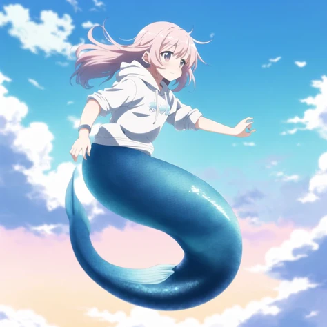 <lora:mermaid-1_mermaid-2--mermaid-3_mermaid-4--retro_ham_avas_jun_rifl--09-01:1>,
(mermaid:1.0), mermaid tail,
full body,
hoodie, muted colors-light, beautiful perfect symmetrical face, summer clouds darken background, beautiful cute anime teenager girl high jump,in motion, full body, chromatic aberration, side view-body, action shot