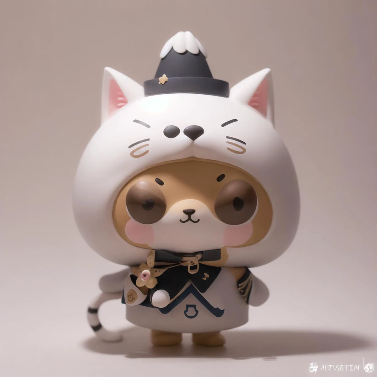 (masterpiece, best quality:1.1)Chibi,A little cute cat in a dress with a hat ,Soft light , white background, <lora:Chibi Animals:0.75>