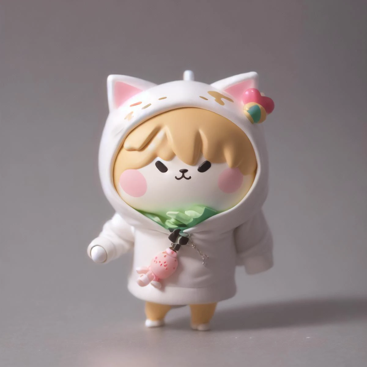 (masterpiece, best quality:1.1)Chibi,A little cute cat in a dress with a hat ,Soft light , white background, <lora:Chibi Animals:0.75>