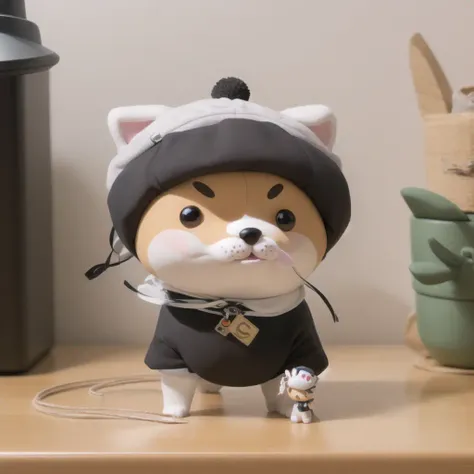 (masterpiece, best quality:1.1)Chibi,A little small cute dog in a clothes with a hat ,Soft light , white background, <lora:Chibi Animals:0.75>