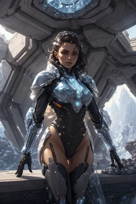 crystal armor, <lora:Crystal-fC-V1:1>, oil on matte canvas, sharp details, the expanse scifi spacescape ceres colony, intricate, highly detailed, digital painting, rich color, smooth, sharp focus, illustration, Unreal Engine 5, 8K, art by artgerm and greg rutkowski and alphonse mucha