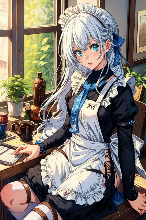 1girl, <lora:ShizunaLoRaC2.11:0.9>, <lora:add_detail:0.2>, maid, maid headdress, maid apron,