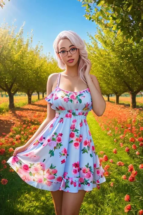 portrait of DEN_sabrina_nichole wearing a dress in an orchard on a sunny day,
summer dress, floral dress, clothed, god rays, dust, lens flare,
masterpiece, high detail, detailed, photorealistic, beautiful eyes,