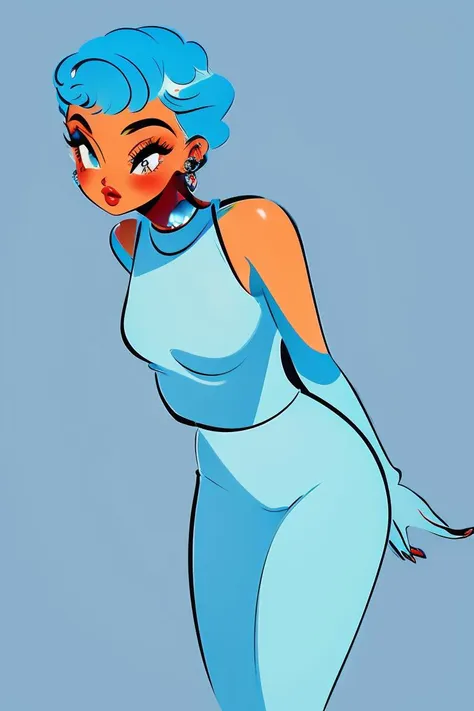 (masterpiece, best quality), 1girl, Cyan Short Crop with Skin Fade, Size DD breasts,  <lora:s0ftp1nups:1> s0ftp1nups, pinup,