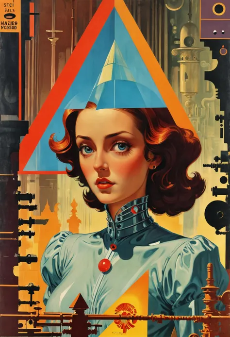 (1940s pulp Italian Renaissance comic book cover), a character in a Italian Renaissance movie, (x-ray, deconstructed, abstract, surreal, mixed media, collage, outsider-art, avant-garde, Italian Renaissance style, triangle, circles, geometric shapes:1.4), vibrant colors, stunning background. warm and bright sunlight, a mesmerizing blend of light and shadow. masterpiece, absurdres, intricate details. <lora:envyStarlightPulp_01v10:0.8>, art by Gino Cantarelli and Max Ernst