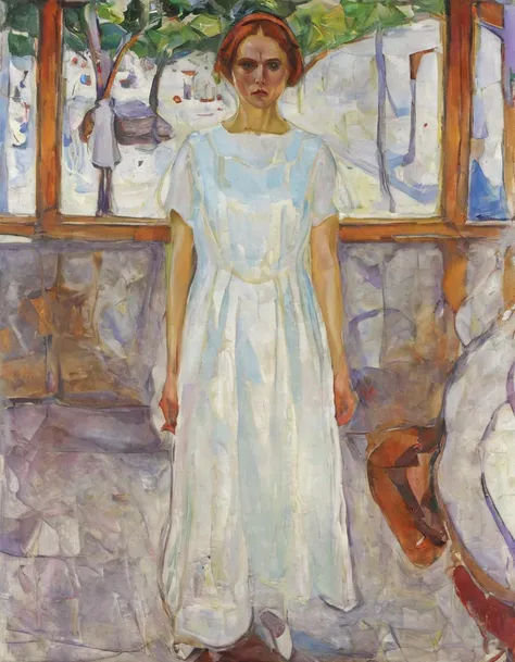 <lora:mnch:1>mnch, woman white dress