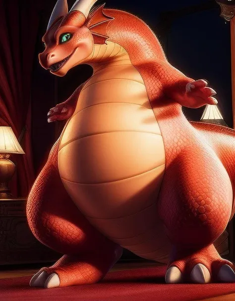 (((detailed eyes, detailed face))), (cpdragon <lora:cp1dragon_indigo_v2:0.7>, feral, dragon, smooth skin), male, (solo), (plump, fat, chubby), (nude), standing, smile, (by zackarry911, by zaush, by personalami:0.5), bedroom, soft shading, 8k, UHD, masterpiece