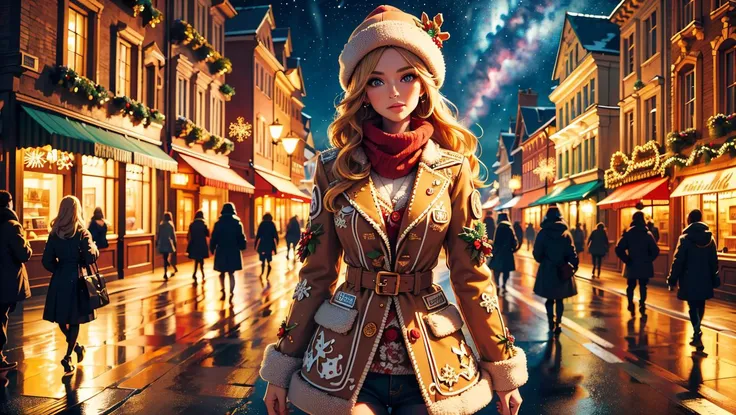 illustration, 1girl, blond long hair, jaket made of christmas gingerbread, complex shop background, 8k uhd, (masterpiece:1.2), high quality, (intricate details:0.9), (hdr, hyperdetailed:1.2)
<lora:GingerbreadFashion:0.65> gingerbreadfashion