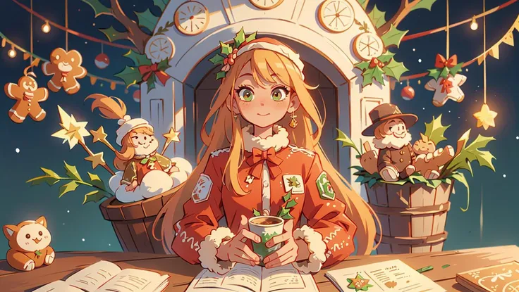 illustration, 1girl, blond long hair, jaket made of christmas gingerbread, complex christmas room background, 8k uhd, (masterpiece:1.2), high quality, (intricate details:0.9), (hdr, hyperdetailed:1.2)
<lora:GingerbreadFashion:0.65> gingerbreadfashion