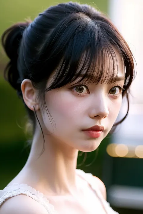 (RAW photo, best quality),(realistic, photo-realistic:1.3),best quality,masterpiece,an extremely delicate and beautiful,extremely detailed,CG,unity,8k wallpaper,Amazing,finely detail,masterpiece,best quality,extremely detailed CG unity 8k wallpaper,absurdres,incredibly absurdres,huge filesize,ultra-detailed,highres,extremely detailed,iu,asymmetrical bangs,short bangs,bangs,pureerosface_v1,beautiful detailed girl,extremely detailed eyes and face,beautiful detailed eyes,
light on face,looking at viewer,straight-on,staring,closed mouth,
black hair,short hair,(short_ponytail:1.1),collarbone,bare shoulders,longeyelashes,cum on body,
lace,lace trim,<lora:makina69_karina_v4.4:1>,