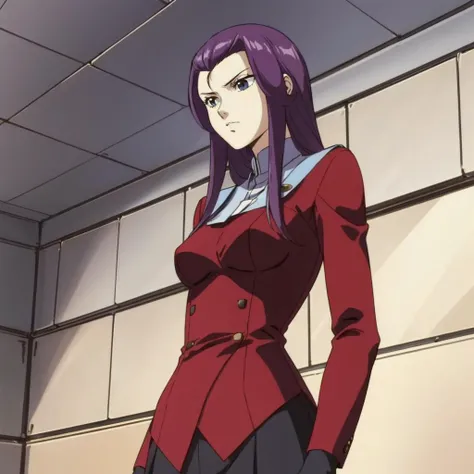 eff officer,uniform,rouxlouka、One person、Long Hair、Straight Hair、薄紫colorの髪、Side Lock、Crescent earrings on one side、bangs、jewelry、茶colorの目、(White handbag),Perfect hands, Stand in an upright and immobile position,In a room with walls and a door,Upper Body, uniform, ,headphone, 1 person, ,beautiful Finger,beautiful long legs,beautiful 体,beautiful Nose,beautiful character design, Perfect Eyes, perfect face, ,Very detailed CG ユニティ 8k 壁紙, Perfect lighting,colorful, bright_front_face_Lighting, (masterpiece:1.0),(Highest_quality:1.0), 超High resolution,4K,Very detailed, photograph, 8k, High resolution, High resolution, , (Vibrant_color:1.2) (beautiful胸:1.4), (beautiful_face:1.5),(narrow_Waist),salute