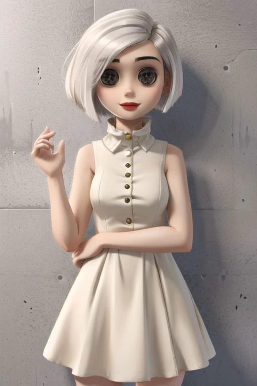 sundress, <lora:OtherMother:1> othermotherv1, beldambuttoned eyes,
