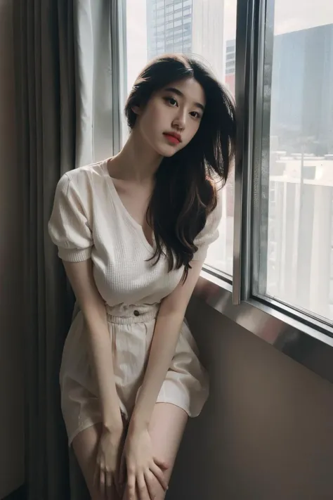 1 Girl,balcony,Soft Light,Chinese Beauty,Sex nightdress,Long hair