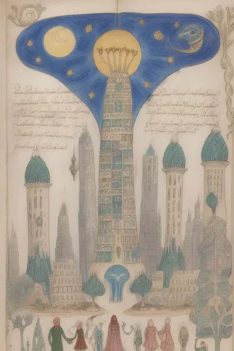 an alien city by VoynichManuscript <lora:VoynichManuscript:1>