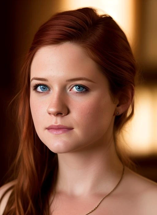 a beautiful picture of bonniewright, masterpiece, photorealistic, detailed, 4k, HDR, backlighting, bloom, light, RAW color photo, redhead, detailed face, blue eyes, nude, <lora:bonniewright:0.7>