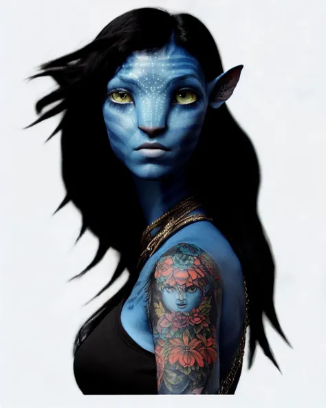Avatar style, woman, goth, tattoos