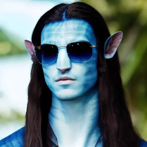 Avatar style, man, handsome, portrait, long hair, sunglasses