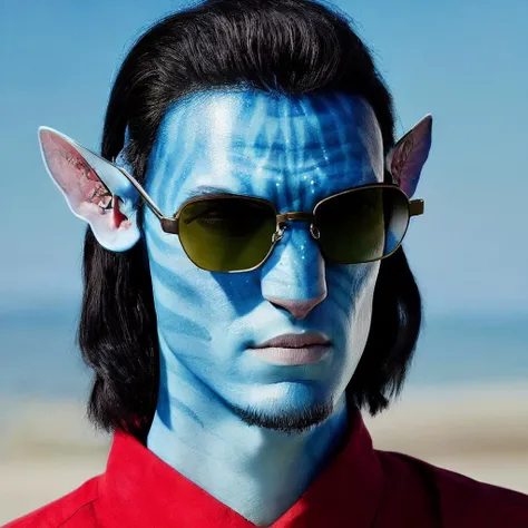 Avatar style, man, handsome, portrait, medium hair, sunglasses