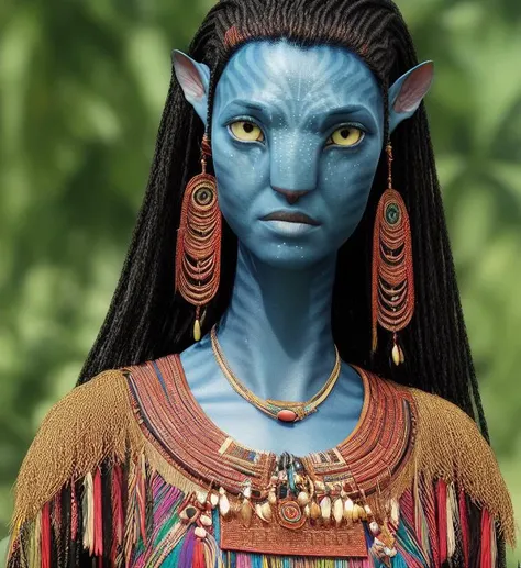 Avatar style, woman, portrait, tribal clothing
