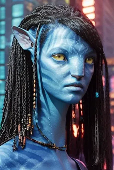 (Avatar style), woman, cyberpunk