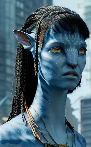 (Avatar style), woman, cyberpunk