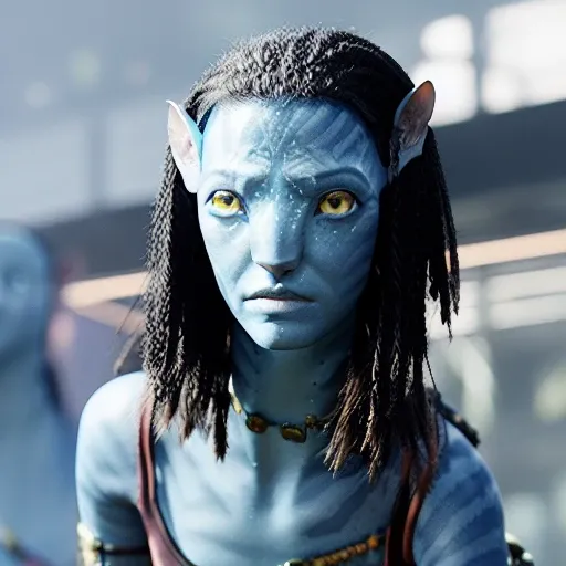 (Avatar style), woman, cyberpunk