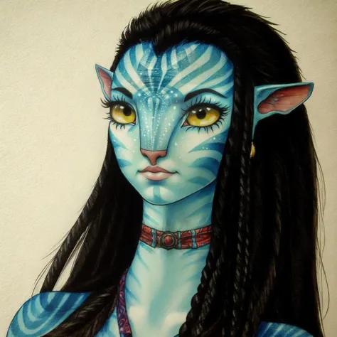 Avatar Style, masterpiece, best quality, ultra-detailed, cartoon style woman, cute art style