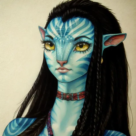 Avatar Style, masterpiece, best quality, ultra-detailed, cartoon style woman, cute art style
