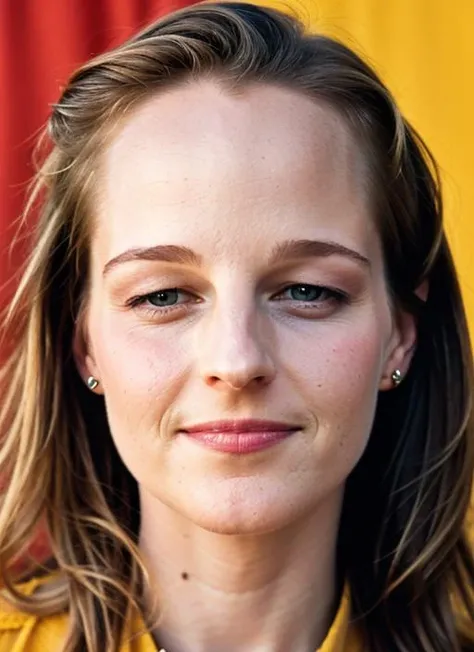 close up portrait of sks woman , by Flora Borsi, style by Flora Borsi, bold, bright colours, ((Flora Borsi)), by Gerda Taro, <lora:lora-small-helen-hunt-v1:1>