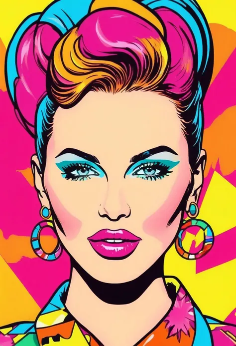 Pop Art style ohwxkb woman, bright colors, bold outlines, popular culture themes, ironic or kitsch <lora:katebeckinsale-ohwxkb:1>