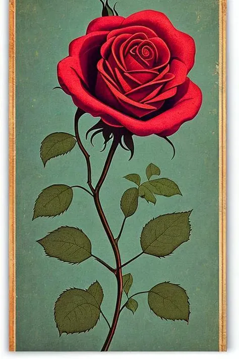 70s poster vintage rose