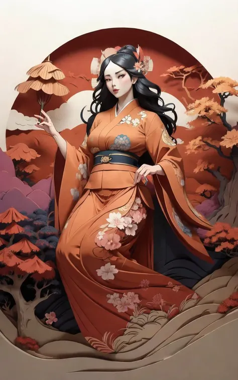 (masterpiece, best quality:1.4), insaneres, absurdres, solo, looking at viewer,BREAK
LoConARTSTYLE_Paper_Kirigami_ownwaifu, art_nouveau, kirigami, fine art,
1girl, solo, flower, tree, long hair, black hair, hair ornament, dress, cherry blossoms, long sleeves, japanese clothes, chinese clothes, full body, wide sleeves, (moon), cloud, waterfall, east asian architecture,
<lora:LoConARTSTYLE_Paper_Kirigami_ownwaifu:0.95>
,