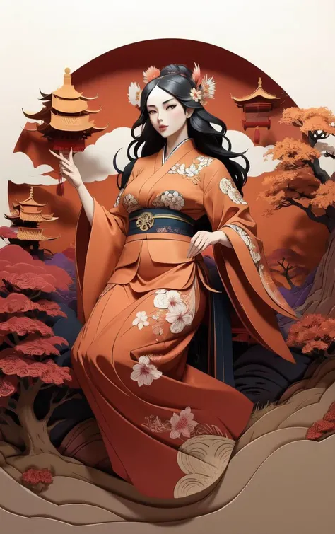 (masterpiece, best quality:1.4), insaneres, absurdres, solo, looking at viewer,BREAK
LoConARTSTYLE_Paper_Kirigami_ownwaifu, art_nouveau, kirigami, fine art,
1girl, solo, flower, tree, long hair, black hair, hair ornament, dress, cherry blossoms, long sleeves, japanese clothes, chinese clothes, full body, wide sleeves, (moon), cloud, waterfall, east asian architecture,
<lora:LoConARTSTYLE_Paper_Kirigami_ownwaifu:0.95>
,