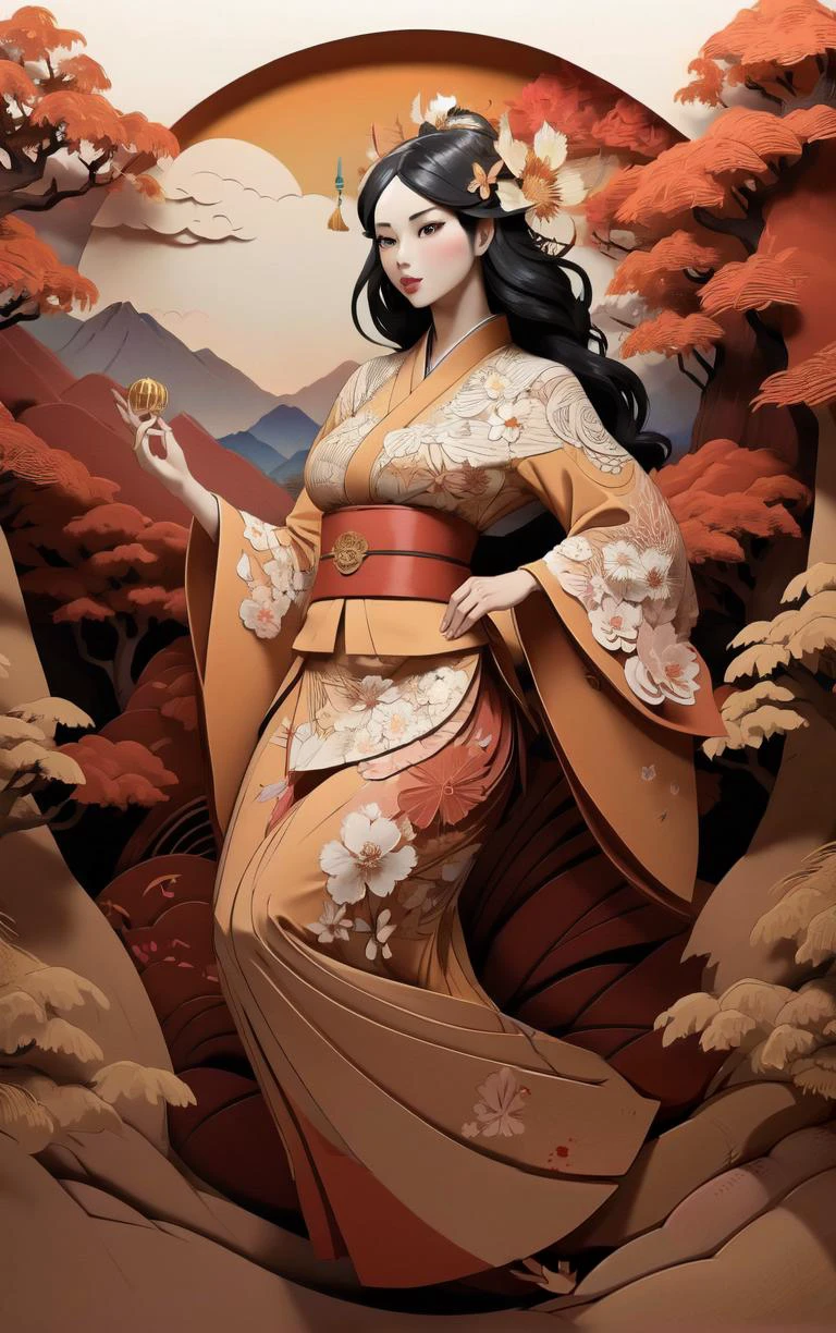 (masterpiece, best quality:1.4), insaneres, absurdres, solo, looking at viewer,BREAK
LoConARTSTYLE_Paper_Kirigami_ownwaifu, art_nouveau, kirigami, fine art,
1girl, solo, flower, tree, long hair, black hair, hair ornament, dress, cherry blossoms, long sleeves, japanese clothes, chinese clothes, full body, wide sleeves, (moon), cloud, waterfall, east asian architecture,
<lora:LoConARTSTYLE_Paper_Kirigami_ownwaifu:1>
,