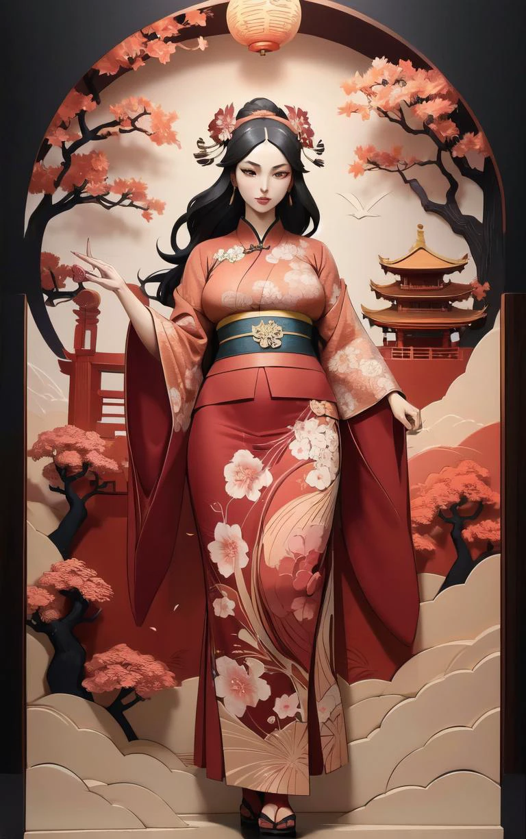 (masterpiece, best quality:1.4), insaneres, absurdres, solo, looking at viewer,BREAK
LoConARTSTYLE_Paper_Kirigami_ownwaifu, art_nouveau, kirigami, fine art,
1girl, solo, flower, tree, long hair, black hair, hair ornament, dress, cherry blossoms, long sleeves, japanese clothes, chinese clothes, full body, wide sleeves, (moon), cloud, waterfall, east asian architecture,
<lora:LoConARTSTYLE_Paper_Kirigami_ownwaifu:0.7>
,
