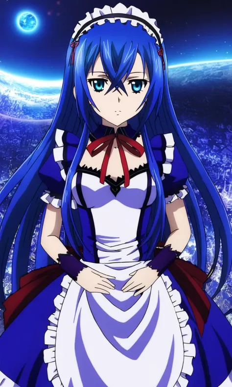 astarte\(strike the blood\),1girl,blue eyes,blue hair,straight hair,hair between eyes,long hair,small breasts,flat chested,maid dress,red ribbon, astarte\(strike the blood\),1girl,blue eyes,blue hair,straight hair,hair between eyes,long hair,small breasts,flat chested,maid dress,red ribbon, modern, highly detailed, sublime, celestial, extremely beautiful, enhanced, divine, glowing, sharp focus, intricate, very inspirational, magical atmosphere, excellent composition, dynamic light