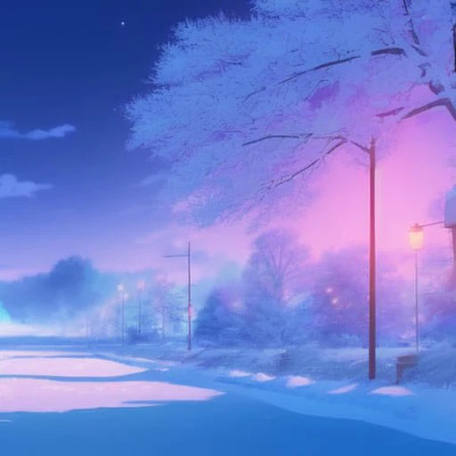 anime background, minnesota in winter , semi realistic, ring lighting , rim lighting, cinematic,pastel ,BgAniDusk