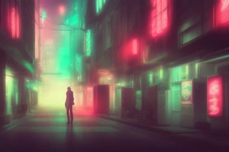 anime background,90s city punk street ,foggy futuristic cinematic lighting, semi realistic, ring lighting , rim lighting, cinematic, gothic coloring ,BgAniDusk