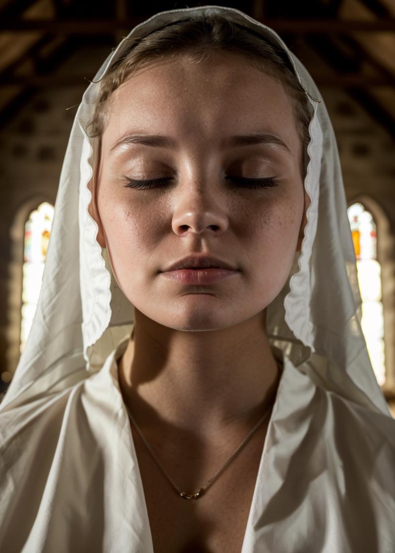 A close up of a woman in a white dress with a veil - SeaArt AI