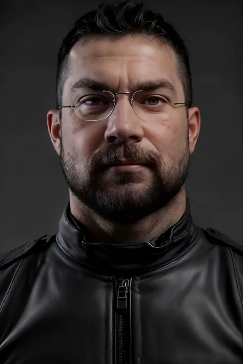 1boy, beard, black-color, gray background, looking at viewer, police man, <lora:clothing sexy police officer:0.7> Bears, musclebears, chubby men