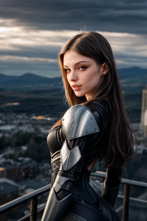 photo of beautiful d41ntywilder-240, (eyeliner:1.2), mech suit, cybernetic armor, looking at viewer, science fiction city in the clouds, slight smile bokeh, blurry background <lora:LowRA:0.3>
<lora:add_detail:1>