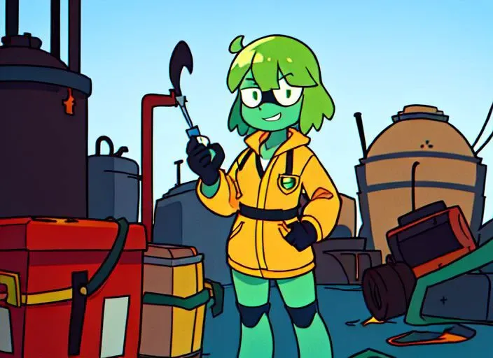 in a hazmat suit in a biochemical waste zone, glowing toxic radioactive material spilling from an oil drum, nuclear silos, technological factory from the future, billows of smoke in the air, green gas wafting through the room