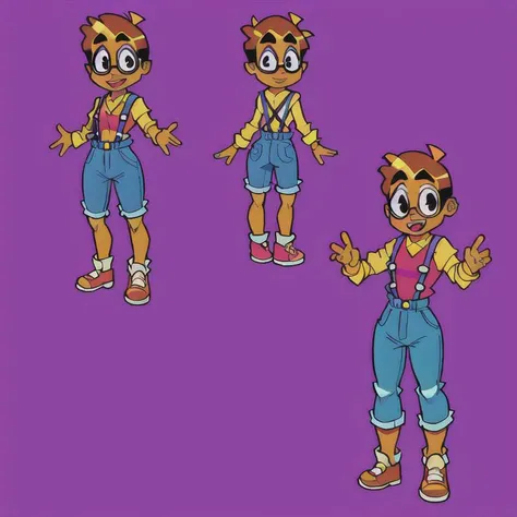 <lora:Everly_Heights_Character_Maker_1.5:1> 4view, Steve Urkel nerd with glasses and suspenders