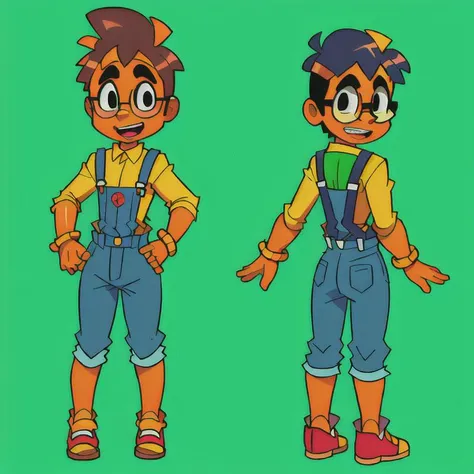 <lora:Everly_Heights_Character_Maker_1.5:1> back side, Steve Urkel nerd with glasses and suspenders