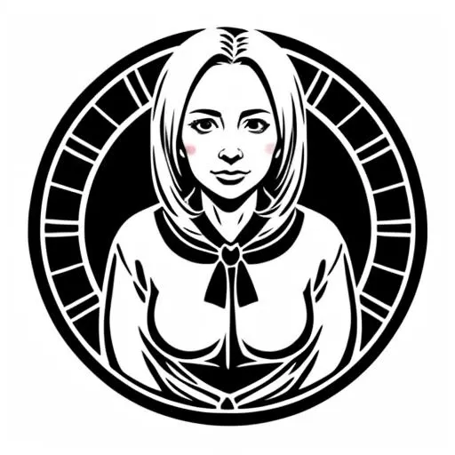 mature woman, granny, <lora:family_crest_v1:0.5>, monochrome, screen print, a silk screen