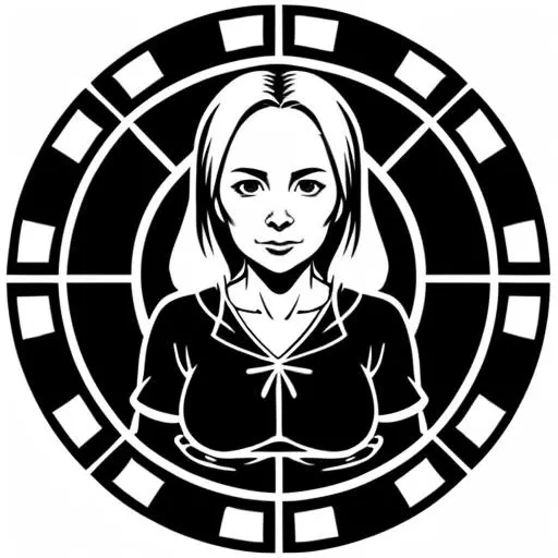 mature woman, granny, <lora:family_crest_v1:0.5>, monochrome, screen print, a silk screen