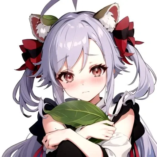 <lora:YaeNiizuma-06:0.8>, <lora:GoodHands-vanilla:0.7>, niizumayae, blush,bow, animal ears, twintails, tail, hair bow, hood, hug, leaf, |_|, raccoon ears, raccoon tail, leaf on head
