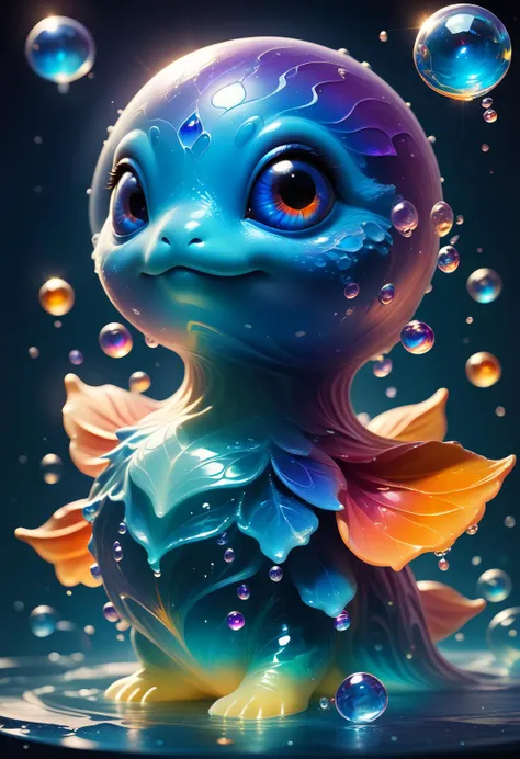score_9, score_8_up, score_7_up, score_6_up, score_5_up, score_4_up, water style, a water bubble creature, blue|purple iridescent gradient, fantasy creature concept art, beautiful eyes