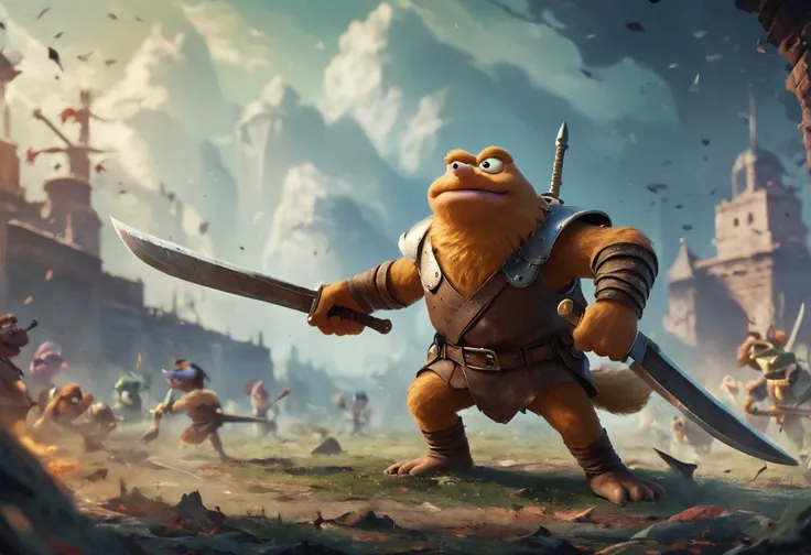 masterpiece, best quality, highly detailed background, score_9, score_8_up, score_7_up, score_6_up, muppet gang war, at night in the city, MuppetShow, epic battlefield view, , battlefield focus,
brutal battle, furry fuzzy muppets, swords, knives, pikes, a trident, one side faces right and one side faces left, concept art, OverallDetail, depth of field